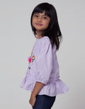 Little M Short Sleeve Shirt Woven Salur Bawah Ruffle