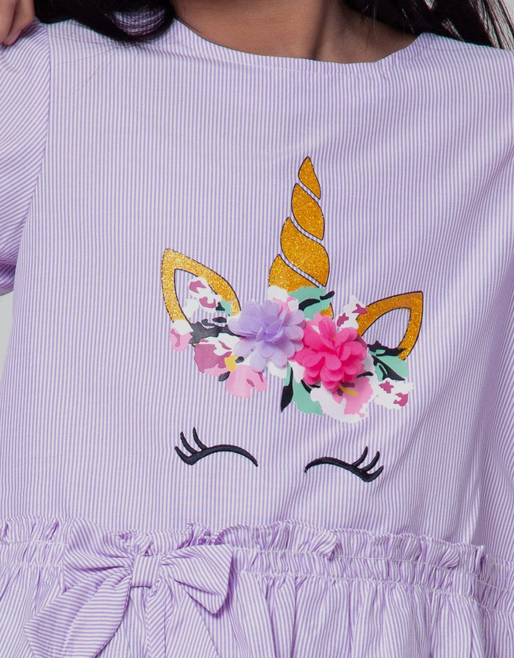Little M Short Sleeve Shirt Woven Salur Bawah Ruffle