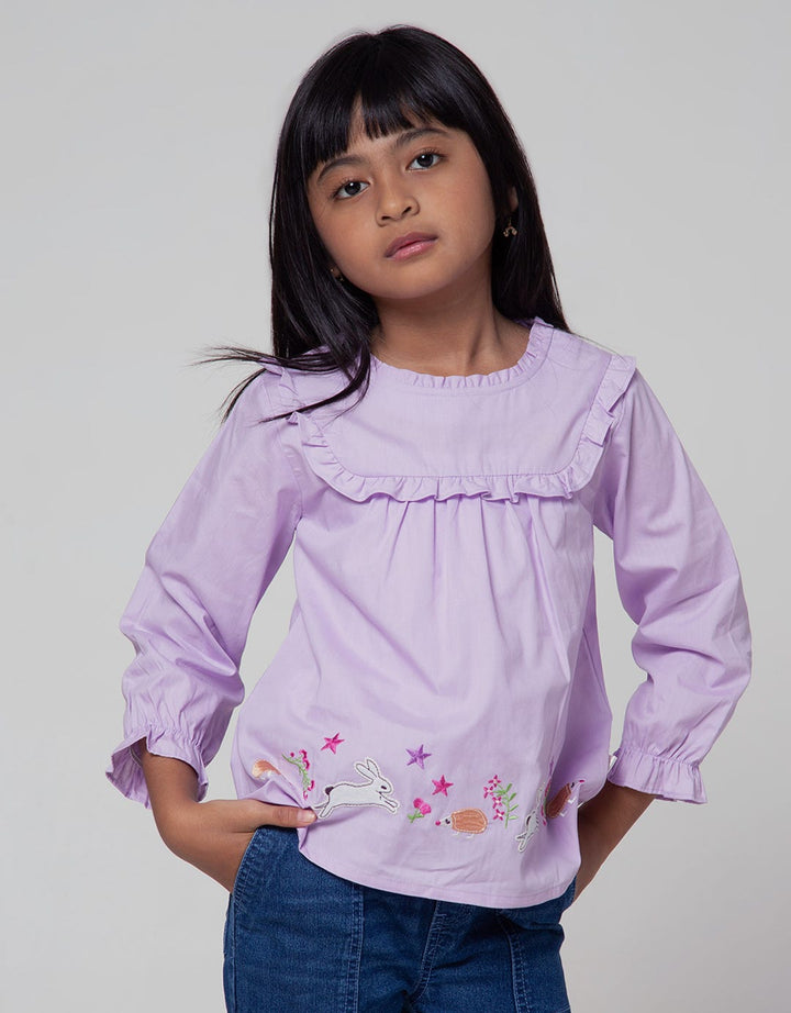 Little M Long Sleeve Shirt Woven Kerah Kelinci