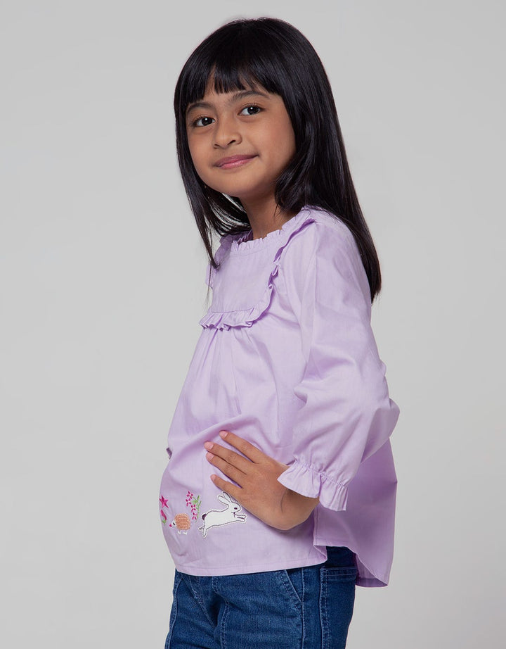 Little M Long Sleeve Shirt Woven Kerah Kelinci