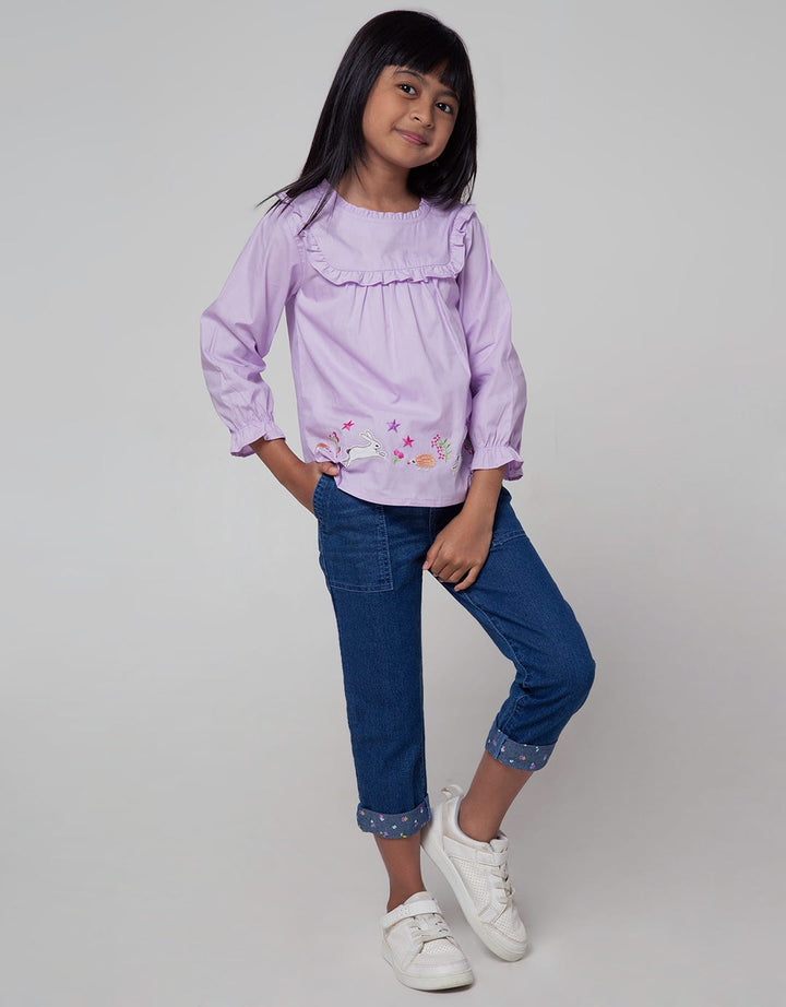 Little M Long Sleeve Shirt Woven Kerah Kelinci