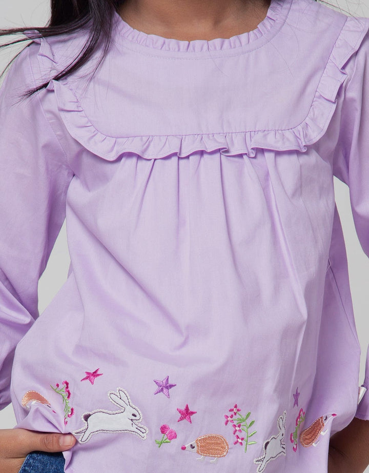Little M Long Sleeve Shirt Woven Kerah Kelinci