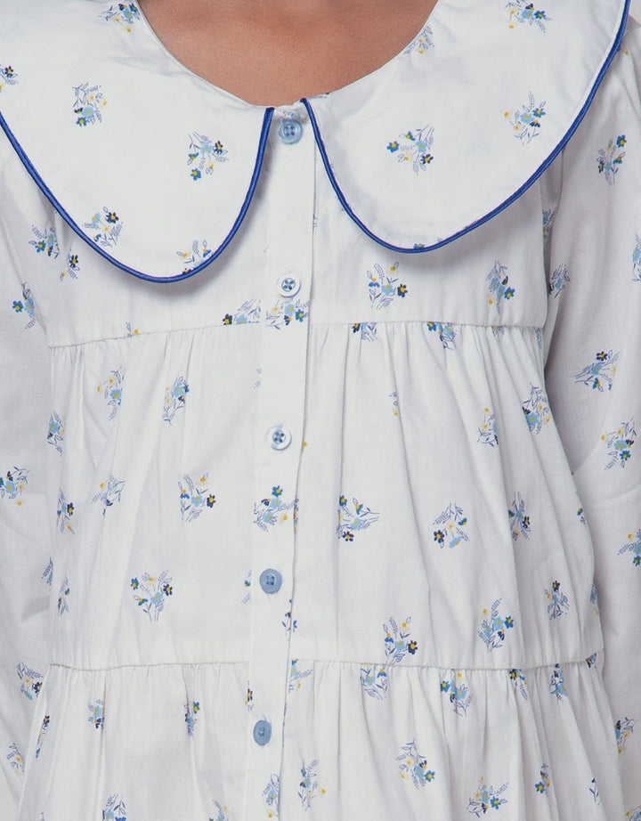 Little M Long Sleeve Shirt Floral Printed Stacked Collar Blouse