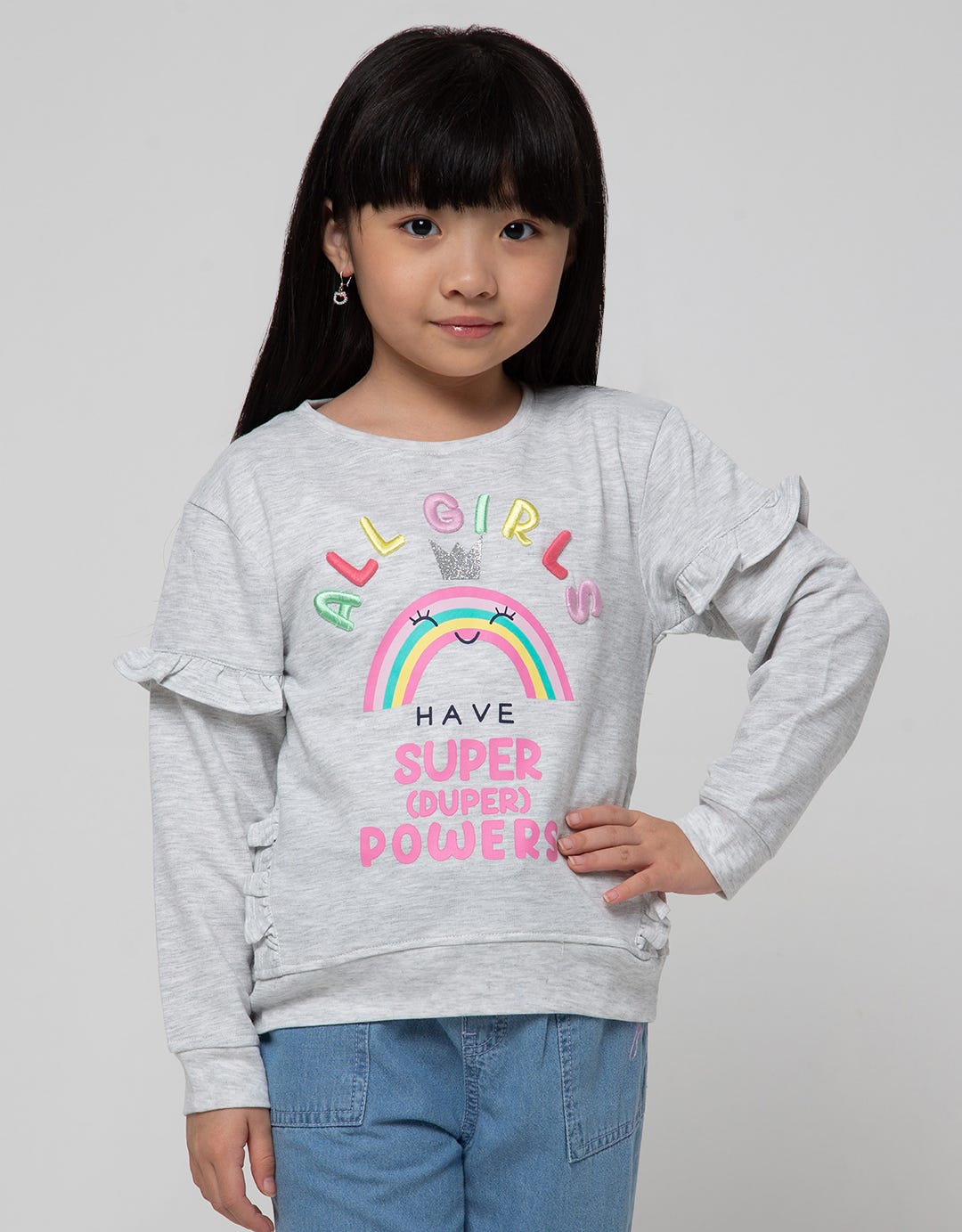Little M Sweatshirt Rainbow Girl Have Super Power