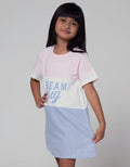 Little M Short Sleeve Midi Dress Short Sleeve Cut N Sewn Chambray Combination