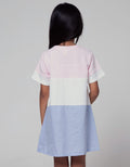 Little M Short Sleeve Midi Dress Short Sleeve Cut N Sewn Chambray Combination