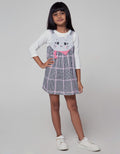 Little M Long Sleeve Midi Dress Woven Kotak Muka Animal