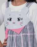 Little M Long Sleeve Midi Dress Woven Kotak Muka Animal