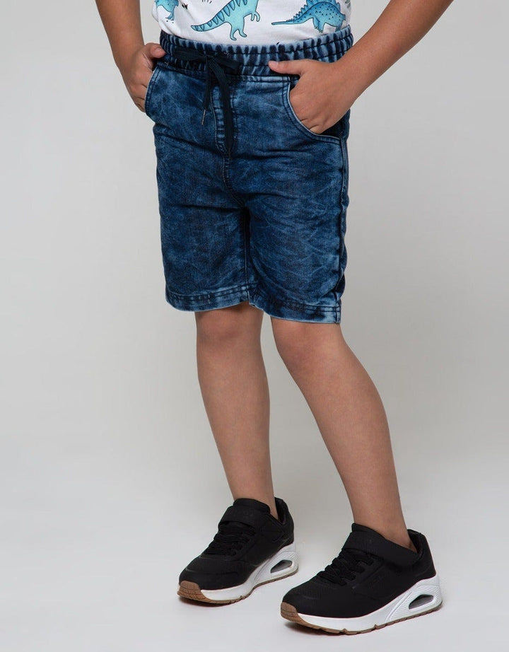 Little M Denim Shorts Karet Non St Tie Dyed