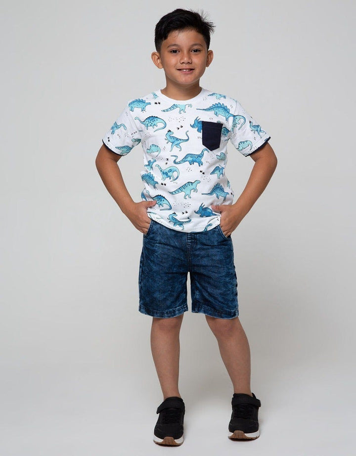 Little M Denim Shorts Karet Non St Tie Dyed