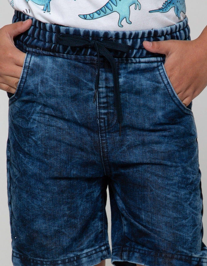 Little M Denim Shorts Karet Non St Tie Dyed