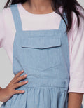 Little M Long Sleeve Midi Dress Overalls Eiffel Embroidered Pockets