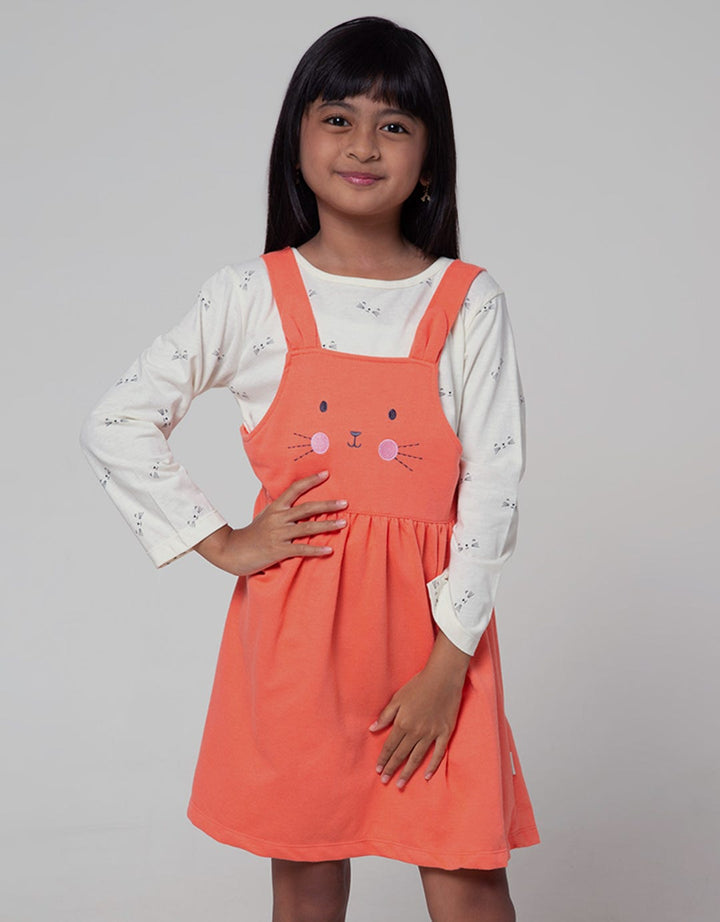 Little M Long Sleeve Midi Dress Overall Cat Inner