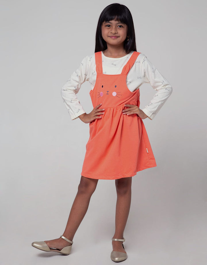 Little M Long Sleeve Midi Dress Overall Cat Inner