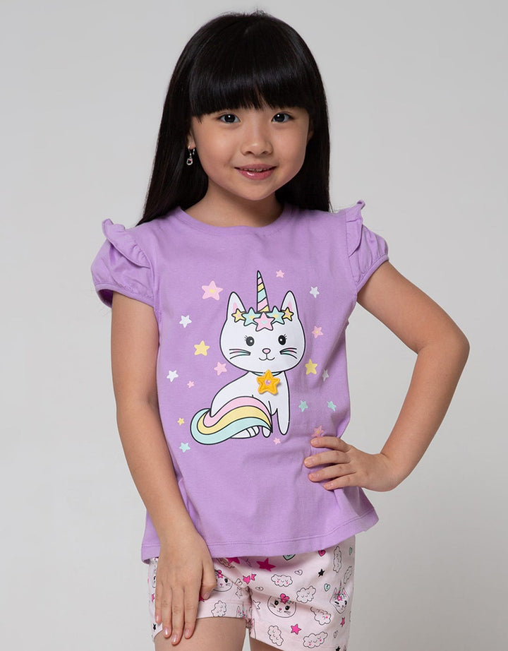 Little M Top - Bottom Set T-Shirt N Short Cat