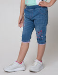 Little M Short Pants Denim Bordir Hati Bawah Lipat