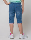 Little M Short Pants Denim Bordir Hati Bawah Lipat