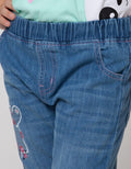Little M Short Pants Denim Bordir Hati Bawah Lipat