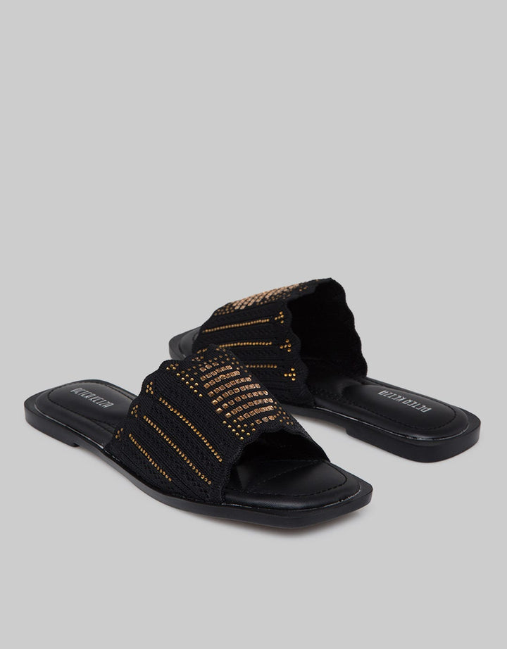 Peter Keiza Studded With Ribbon Flatshoes