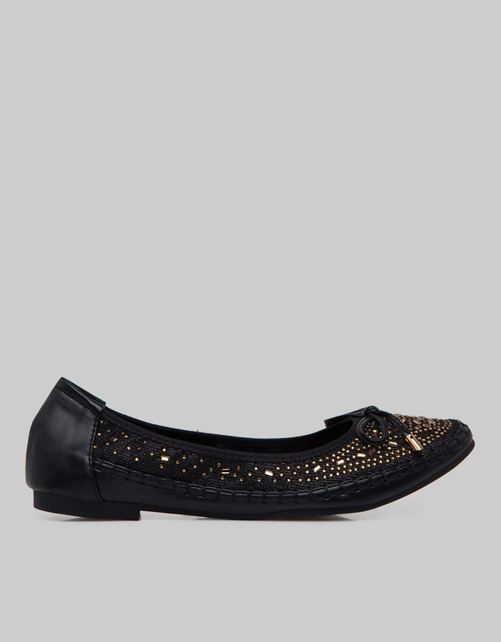 Peter Keiza Studded With Ribbon Flatshoes