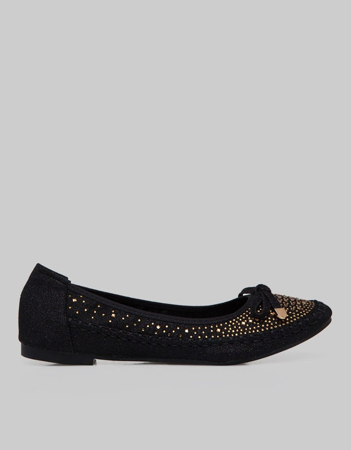 Peter Keiza Studded With Ribbon Flatshoes