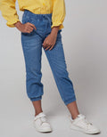 Little M Jogger Denim Plain Kantong Ruffle