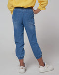 Little M Jogger Denim Plain Kantong Ruffle