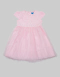 Kidz Too Short Sleeve Midi Dress Floral Chest Embossed Tile Shine