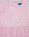 Kidz Too Short Sleeve Midi Dress Floral Chest Embossed Tile Shine