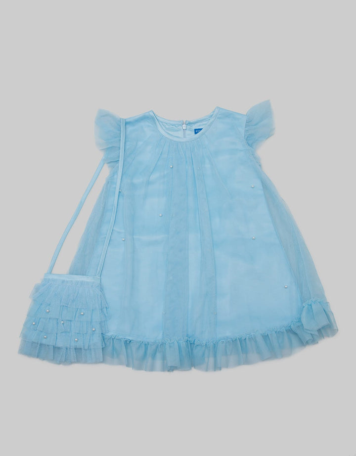 Kidz Too Short Sleeve Midi Dress Tile Mutiara With Bag