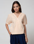 Connexion Short Sleeve Blouse Cott Print Gingham
