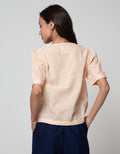 Connexion Short Sleeve Blouse Cott Print Gingham