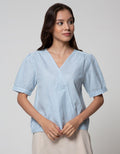 Connexion Short Sleeve Blouse Cott Print Gingham