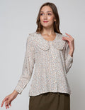 Connexion Long Sleeve Blouse Rayon Print Flower Sulur With Peterpan