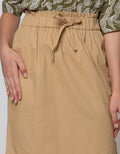 Connexion Midi Skirt Cotton Twill 20S Side Slit Elastic Waist