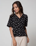 Connexion Short Sleeve Blouse Poly Nirmala Print Flower Binamor
