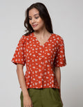 Connexion Short Sleeve Blouse Poly Nirmala Print Flower Binamor