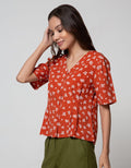 Connexion Short Sleeve Blouse Poly Nirmala Print Flower Binamor