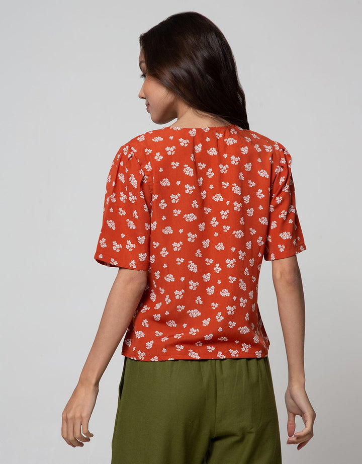 Connexion Short Sleeve Blouse Poly Nirmala Print Flower Binamor