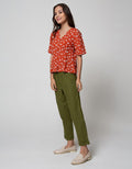 Connexion Short Sleeve Blouse Poly Nirmala Print Flower Binamor