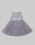 Kidz Too Short Sleeve Midi Dress Susun Dada Brokat Timbul