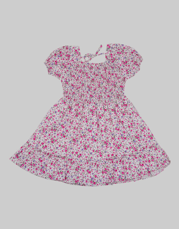 Kidz Too Short Sleeve Midi Dress Karet Dada Bawah Kerut