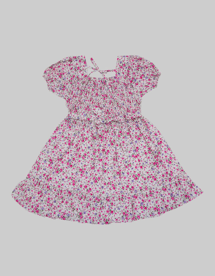 Kidz Too Short Sleeve Midi Dress Karet Dada Bawah Kerut