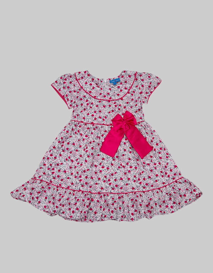 Kidz Too Short Sleeve Midi Dress Print Piping Ribbon
