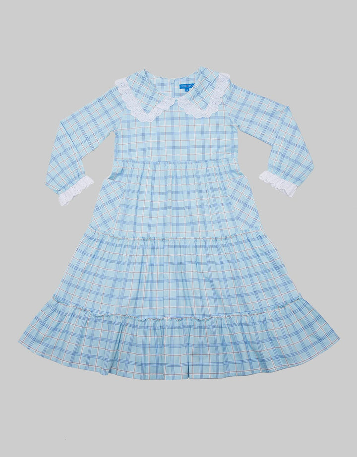 Kidz Too Long Sleeve Maxi Dress Modest Print Box Collar Lace Skirt