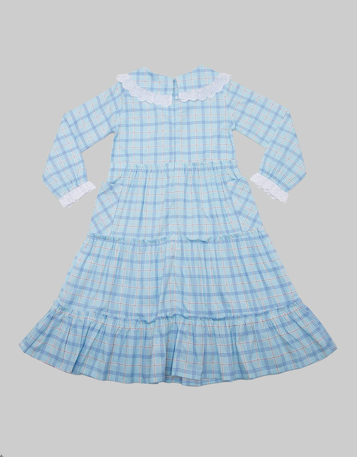 Kidz Too Long Sleeve Maxi Dress Modest Print Box Collar Lace Skirt