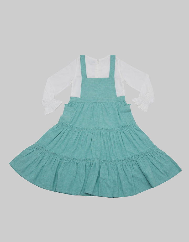 Kidz Too Long Sleeve Maxi Dress Overall Tangan Kerut Susun Geber