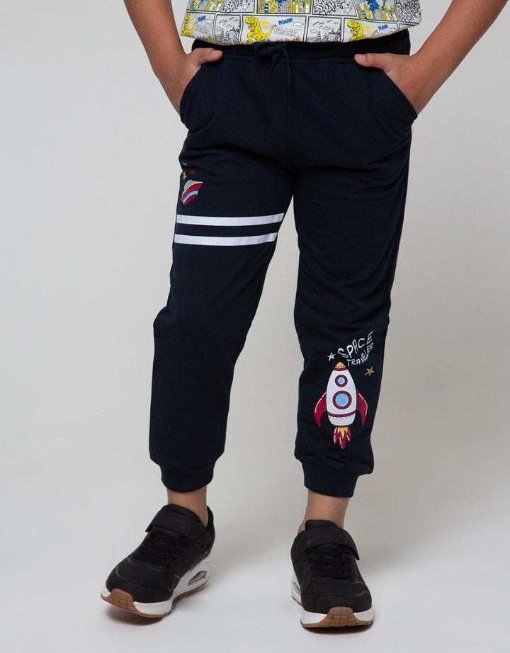 Little M Jogger Knit Terry Space Rocket