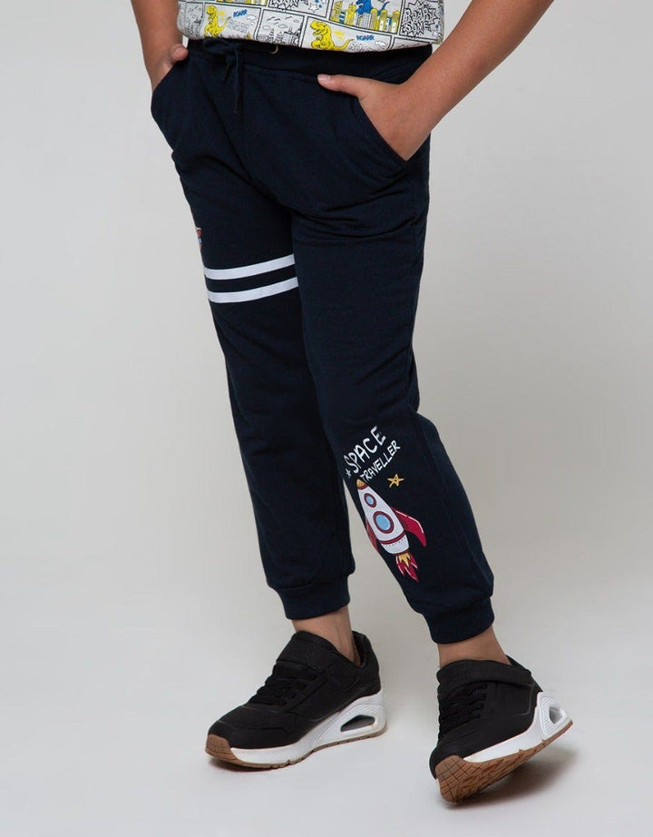 Little M Jogger Knit Terry Space Rocket