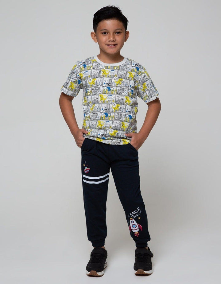 Little M Jogger Knit Terry Space Rocket
